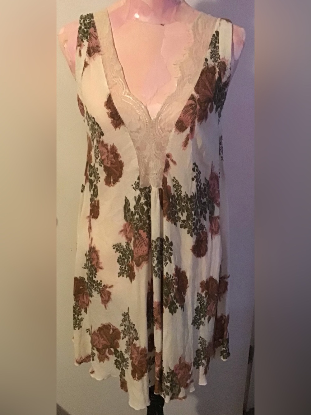 Intimately Free People Dress- Cream with Rose Print